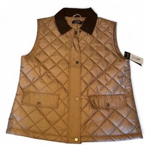 LAUREN Ralph Lauren Brown Quilted Vest NWT.  Size Large